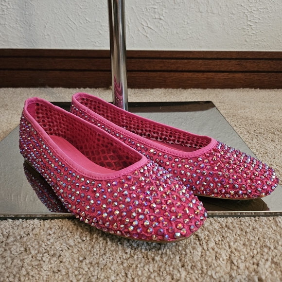 Shine inferno pink fishnet flats - Picture 3 of 3